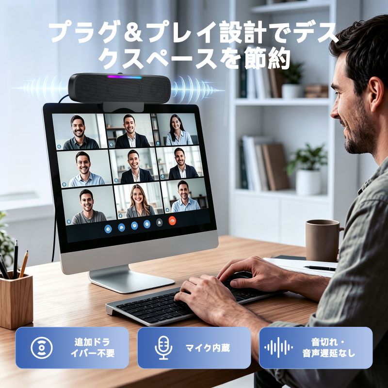 OHAYO デスクトップPC・モニター用コンピュータースピーカー（ブラック）
