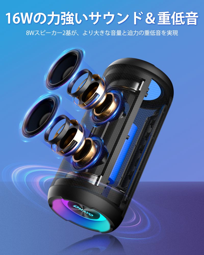 OHAYO X7 ポータブルワイヤレスLEDスピーカー