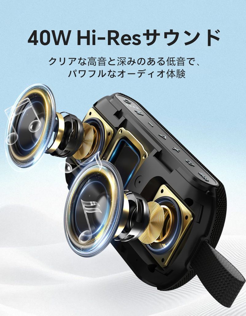 OHAYO S6 40WポータブルBluetoothスピーカー（ブラック）