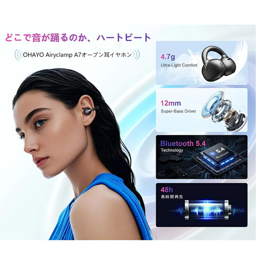 OHAYO A7 クリップ式オープンイヤーイヤホン